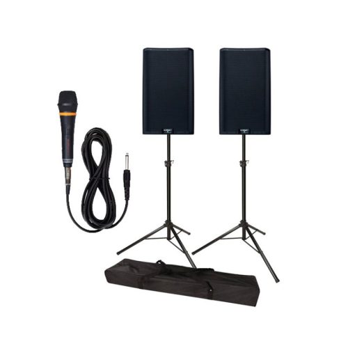 TWO SPEAKER PA SYSTEM WITH WIRELESS MICROPHONE